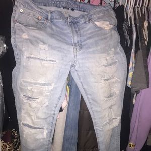 American Eagle men's distressed jeans 36x32 skinny light wash